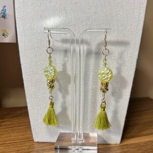 Chartreuse Green Artisan Tassel Earrings